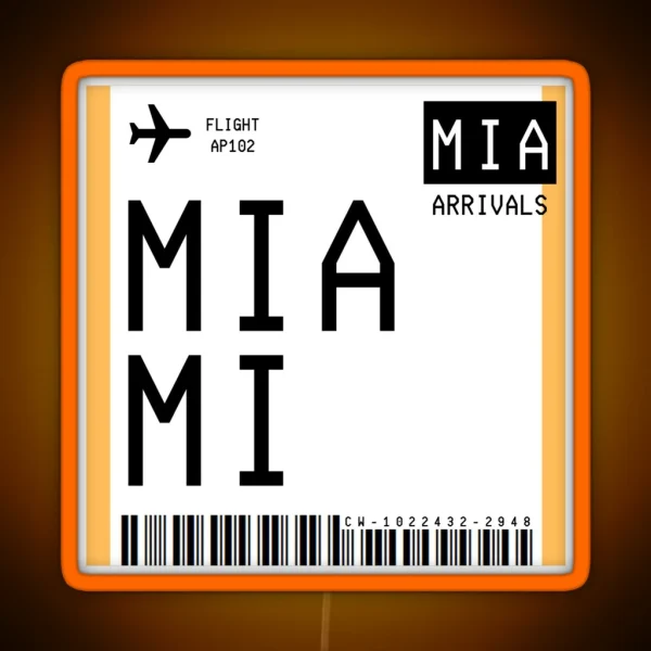 Miami Mini Boarding Pass RGB Neon Sign