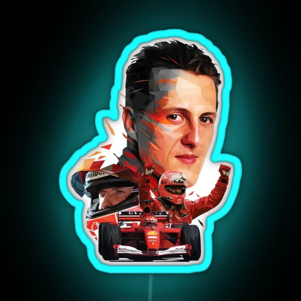 Michael Schumacher Low Poly RGB Neon Sign
