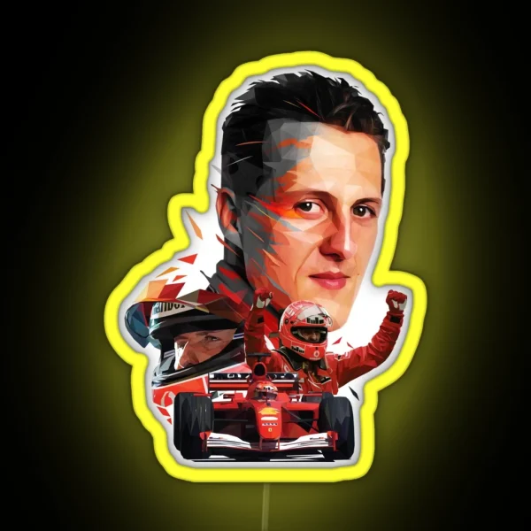 Michael Schumacher Low Poly RGB Neon Sign