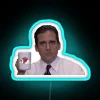 Michael Scott with a glowing neon sign displaying "Gardner-Webb University" in vibrant RGB colors.
