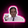 Michael Scott at Gardner Webb University with an RGB neon sign in pink.