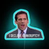 Michael Scott declares bankruptcy with an RGB neon sign.