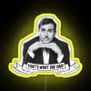 Michael Scott neon sign with vibrant RGB lighting and yellow tones.