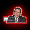 Michael Scott neon sign featuring vibrant RGB lighting effects.