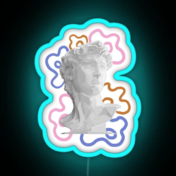 Michelangelo S David Spongebob Flowers Inspired RGB Neon Sign