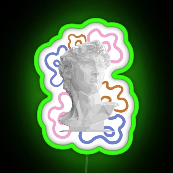 Michelangelo S David Spongebob Flowers Inspired RGB Neon Sign