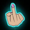 neon middle finger rgb sign with blue lighting