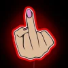 RGB Neon Middle Finger Sign in Red.