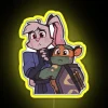 Mikey and Rise Usagi with a vibrant RGB neon sign in yellow.