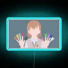 Mikoto Misaka from A Certain Scientific Railgun in a vibrant RGB neon sign design.