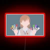 Mikoto Misaka from A Certain Scientific Railgun in RGB neon sign pose.