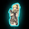 military anime girl with rgb neon sign blue
