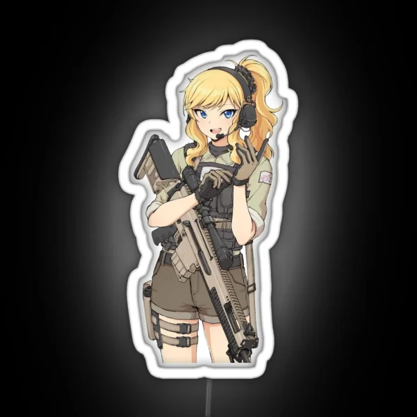 Military Anime Girl RGB Neon Sign
