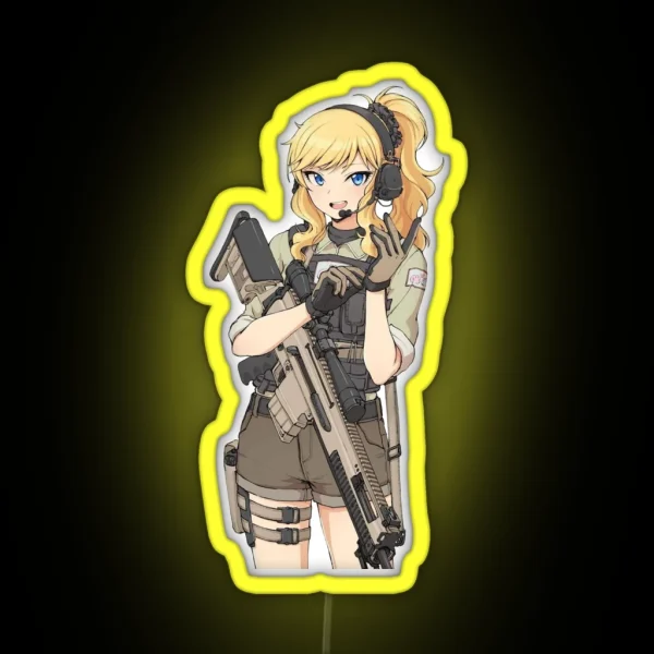 Military Anime Girl RGB Neon Sign