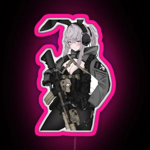 Military Bunny Girl RGB Neon Sign