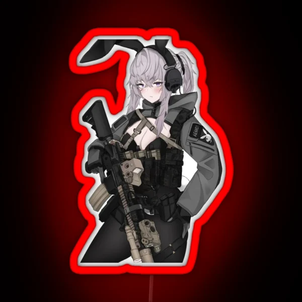 Military Bunny Girl RGB Neon Sign