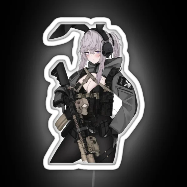 Military Bunny Girl RGB Neon Sign