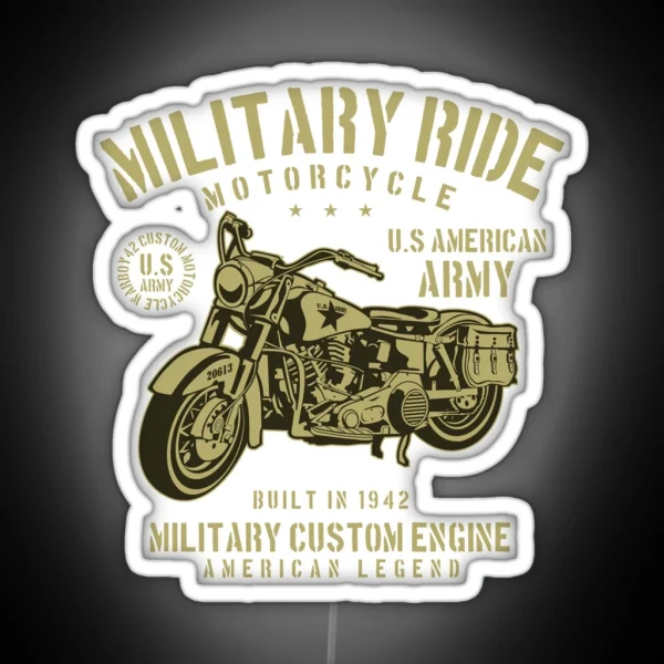 Military Ride Motorcycle Awesome Motorcycle Lover Gift RGB Neon Sign