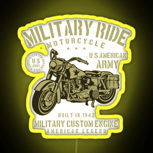 Military Ride Motorcycle Awesome Motorcycle Lover Gift RGB Neon Sign