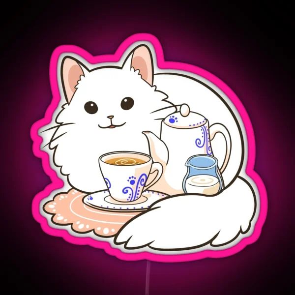 Milk Tea White Cat RGB Neon Sign