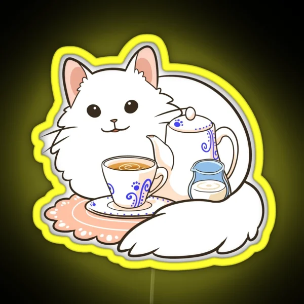 Milk Tea White Cat RGB Neon Sign