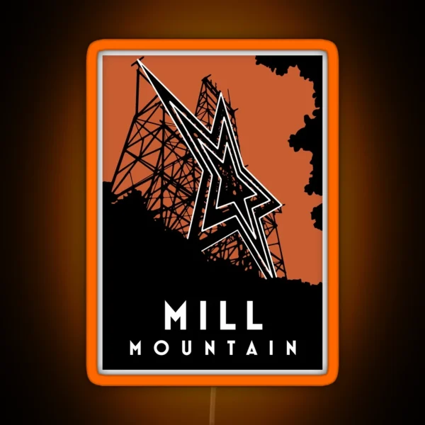 Mill Mountain Roanoke Virginia RGB Neon Sign