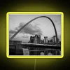 Millennium Bridge and Baltic Gallery Gateshead Newcastle RGB neon sign in yellow
