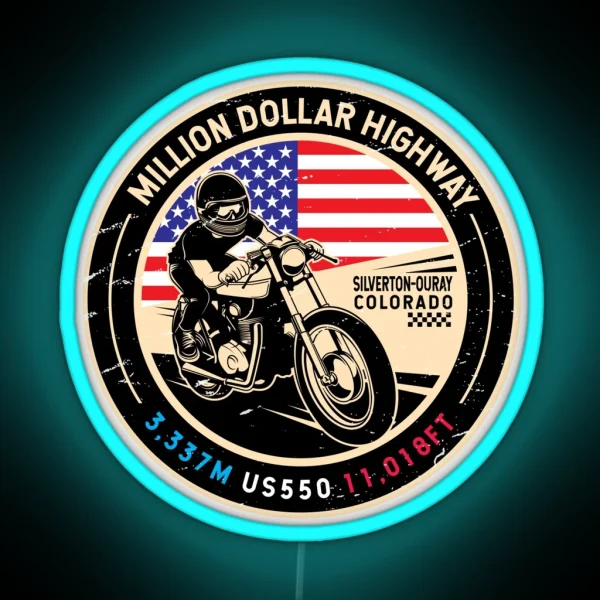 Million Dollar Highway Colorado Motorcycle RGB Neon Sign