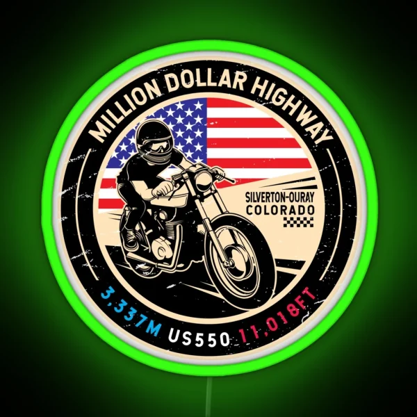 Million Dollar Highway Colorado Motorcycle RGB Neon Sign