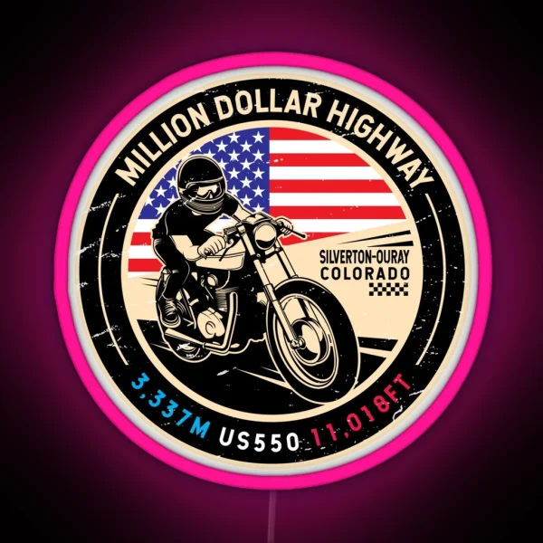 Million Dollar Highway Colorado Motorcycle RGB Neon Sign