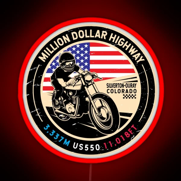 Million Dollar Highway Colorado Motorcycle RGB Neon Sign