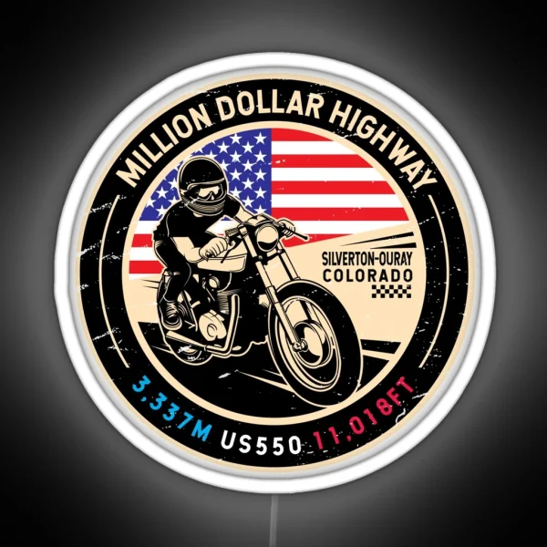 Million Dollar Highway Colorado Motorcycle RGB Neon Sign