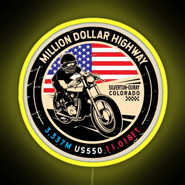 Million Dollar Highway Colorado Motorcycle RGB Neon Sign