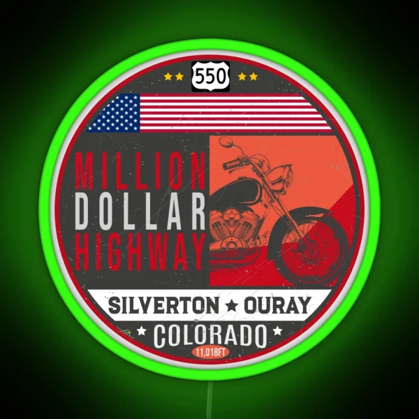 Million Dollar Highway Colorado Route 550 RGB Neon Sign