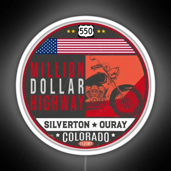 Million Dollar Highway Colorado Route 550 RGB Neon Sign