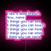 mindfulness grounding technique neon sign with vibrant pink lighting
