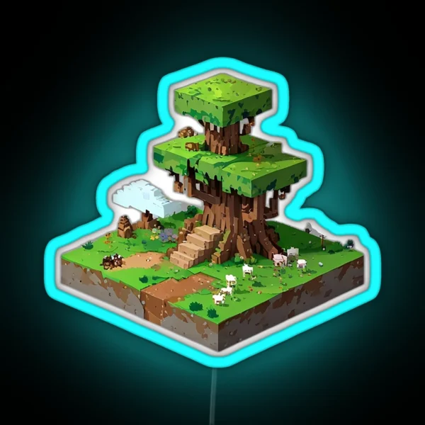 Minecraft Tree House RGB Neon Sign