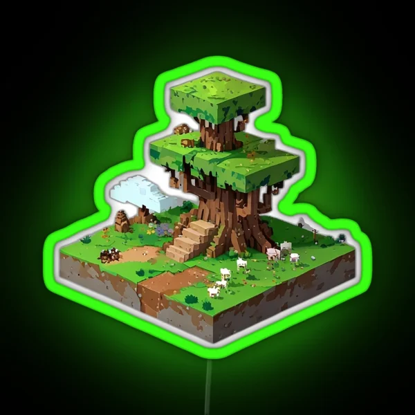 Minecraft Tree House RGB Neon Sign