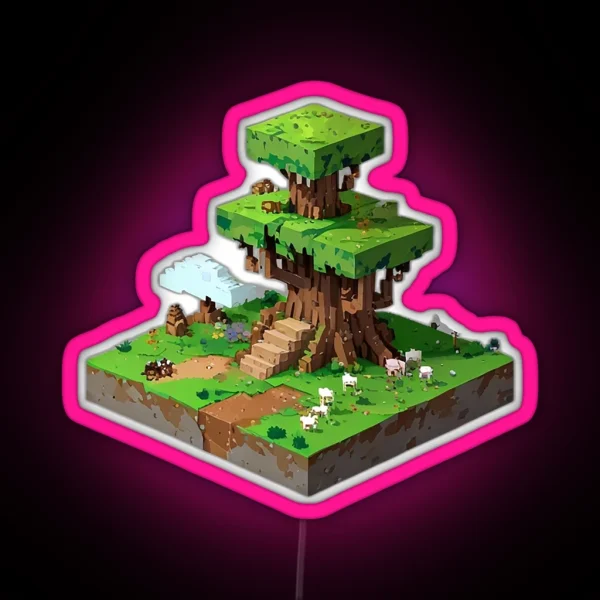 Minecraft Tree House RGB Neon Sign
