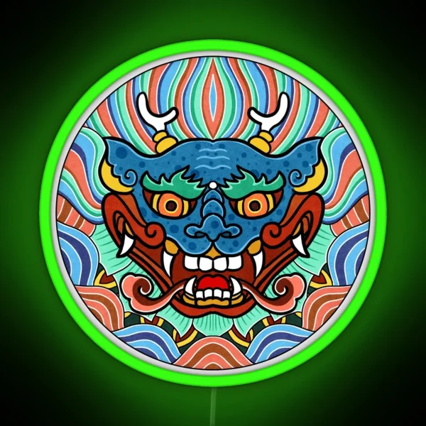 Minhwa Dragon Face On Shield A Type RGB Neon Sign
