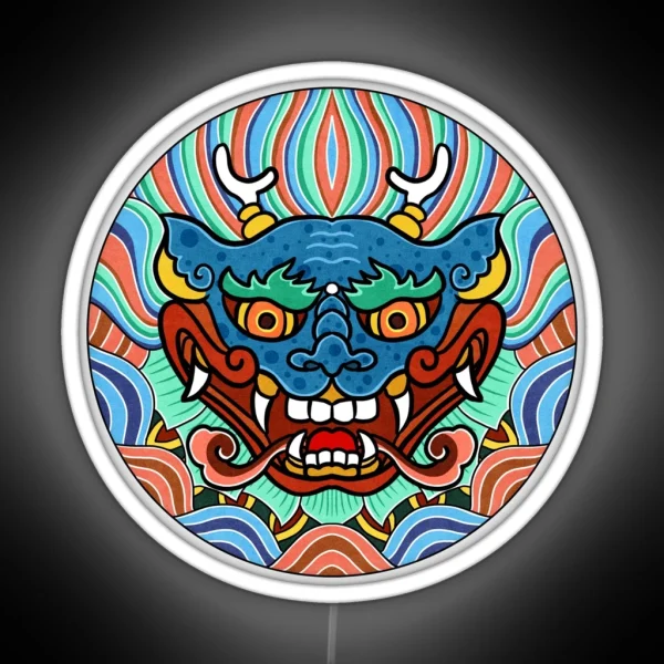 Minhwa Dragon Face On Shield A Type RGB Neon Sign
