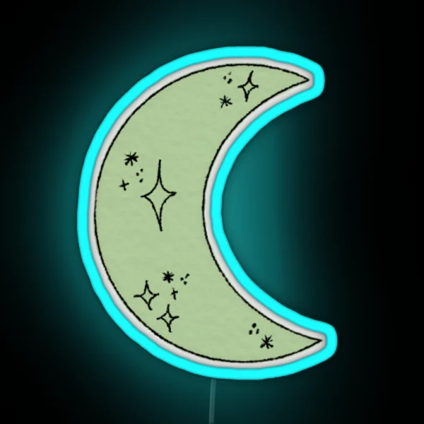 Mini Sage Starry Moon RGB Neon Sign