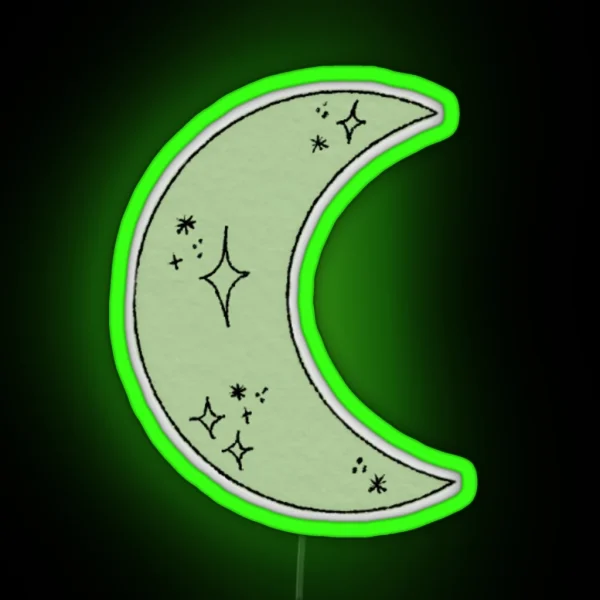 Mini Sage Starry Moon RGB Neon Sign