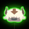 minimalist appa head avatar from the last airbender with rgb neon sign effect - green