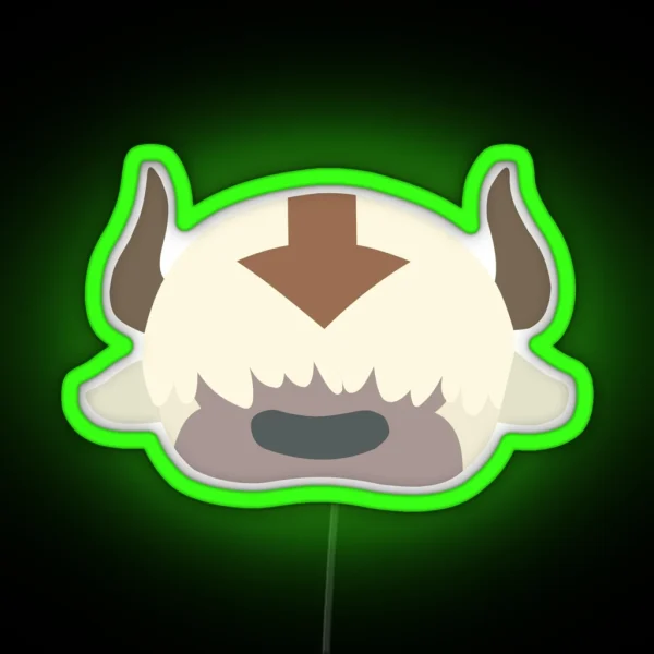 Minimalist Appa Head Avatar The Last Airbender RGB Neon Sign