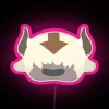 minimalist avatar appa from the last airbender with rgb neon pink sign