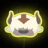 minimalist appa head avatar from the last airbender with an rgb neon sign effect in yellow