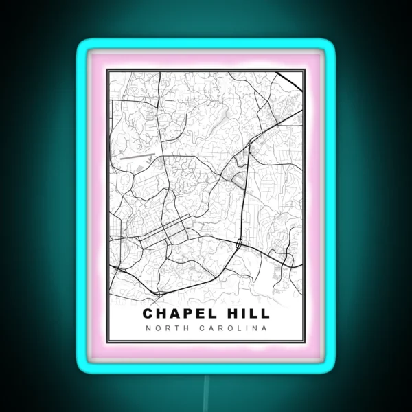 Minimalist Chapel Hill Map RGB Neon Sign