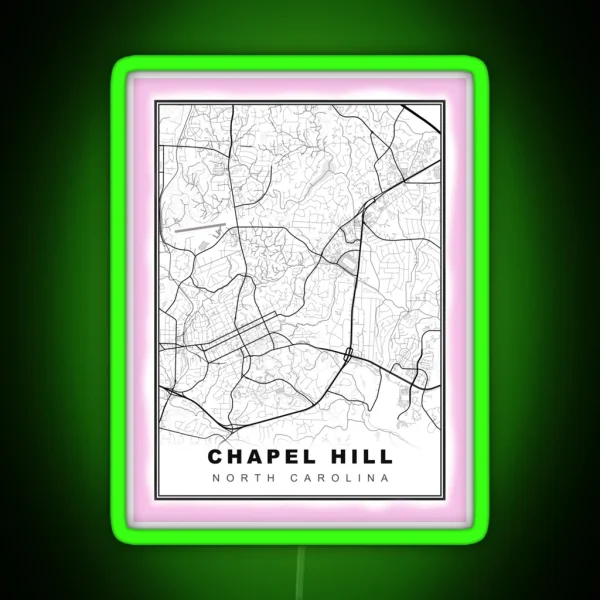 Minimalist Chapel Hill Map RGB Neon Sign