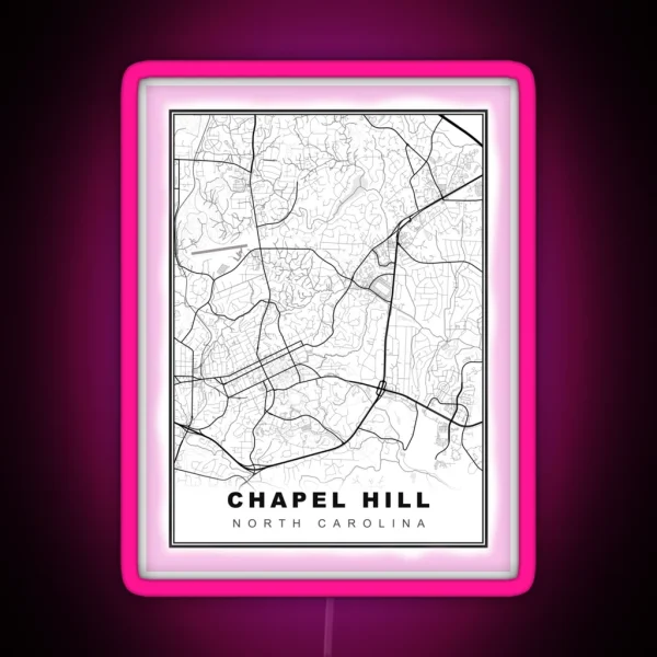 Minimalist Chapel Hill Map RGB Neon Sign